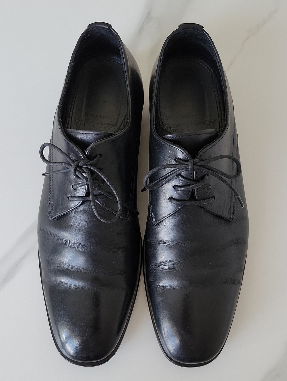 Aquatalia  Black Leather Lace-Up Dress Shoes
